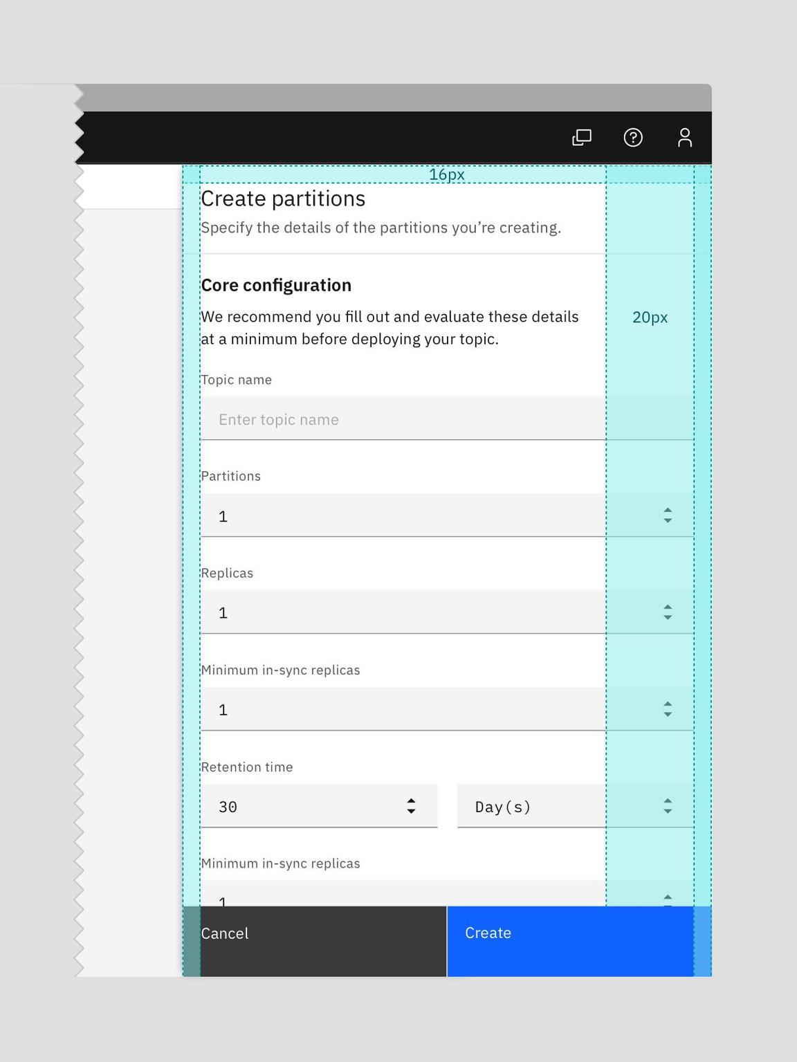 Alignment of a create side panel