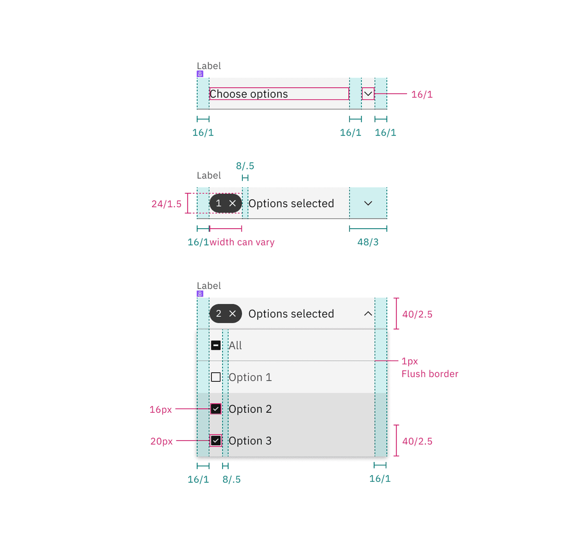 Structure and spacing for a multiselect dropdown